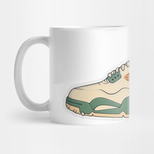 Step Up Your Style, Step Up the Planet: Beige Brown and Green Sneakers Mug